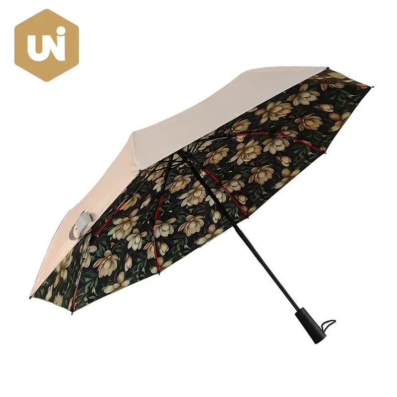 Ombrello aperto manuale Flower Silver