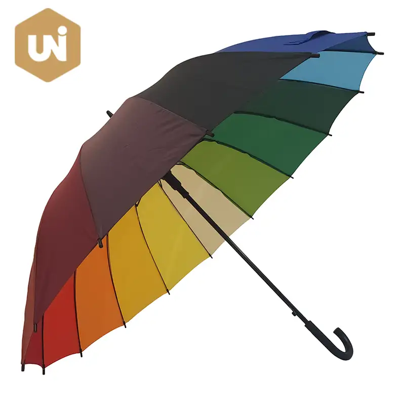 Ombrello automatico con bastone per adulti arcobaleno